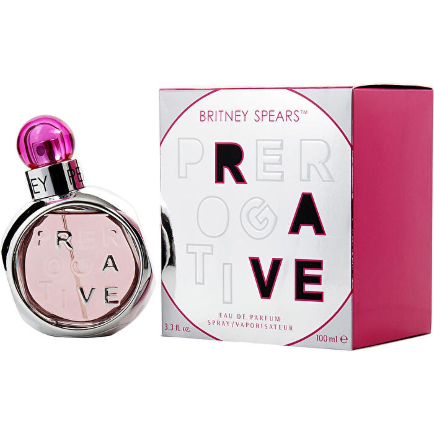 Britney Spears Prerogative perfume bottle and packaging on a white background