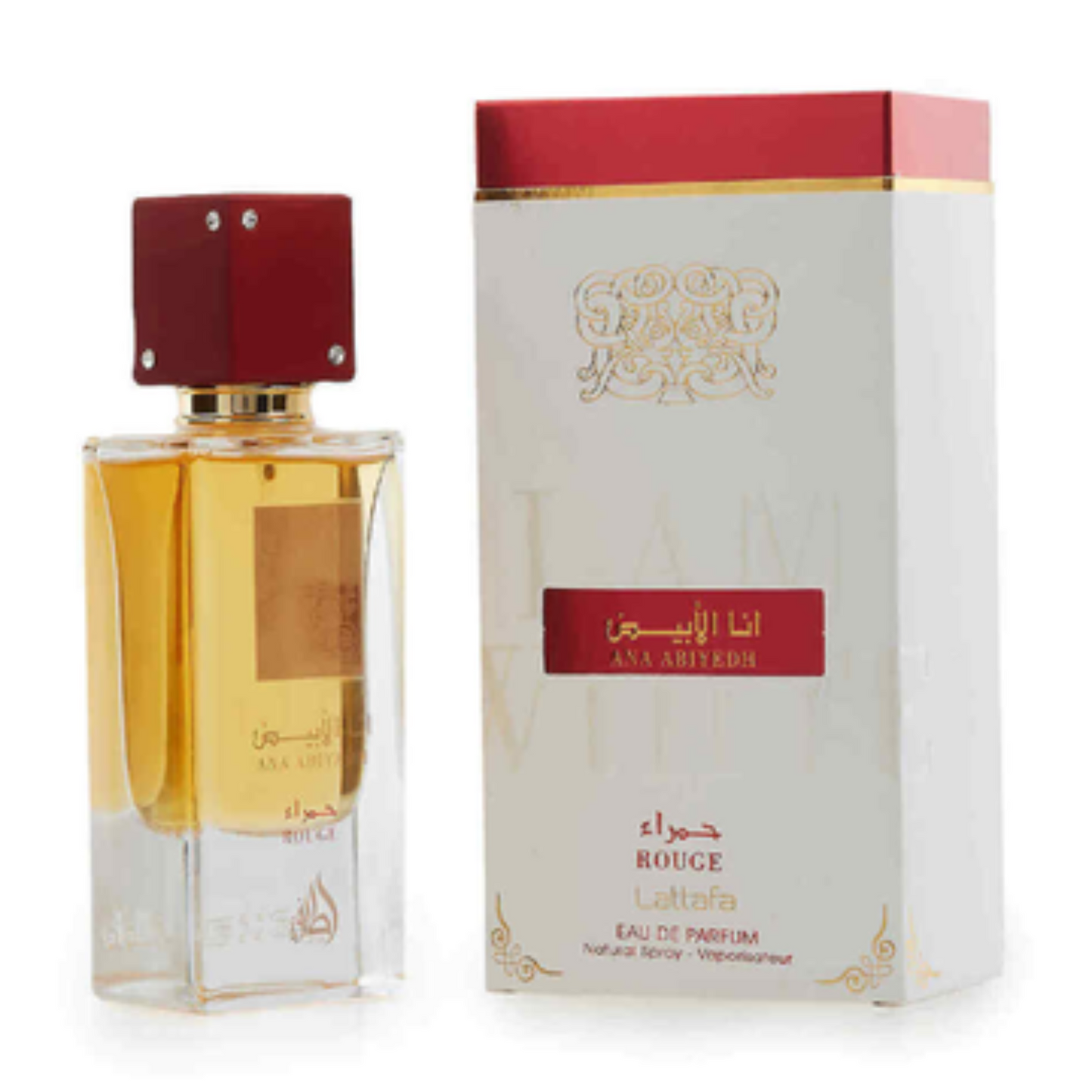 Lattafa Ana Abiyedh Rouge Carton and Bottle