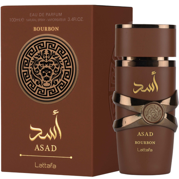 Lattafa Asad Bourbon Bottle and Carton