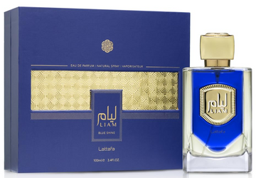 Lattafa Liam Blue Shine Carton and Bottle