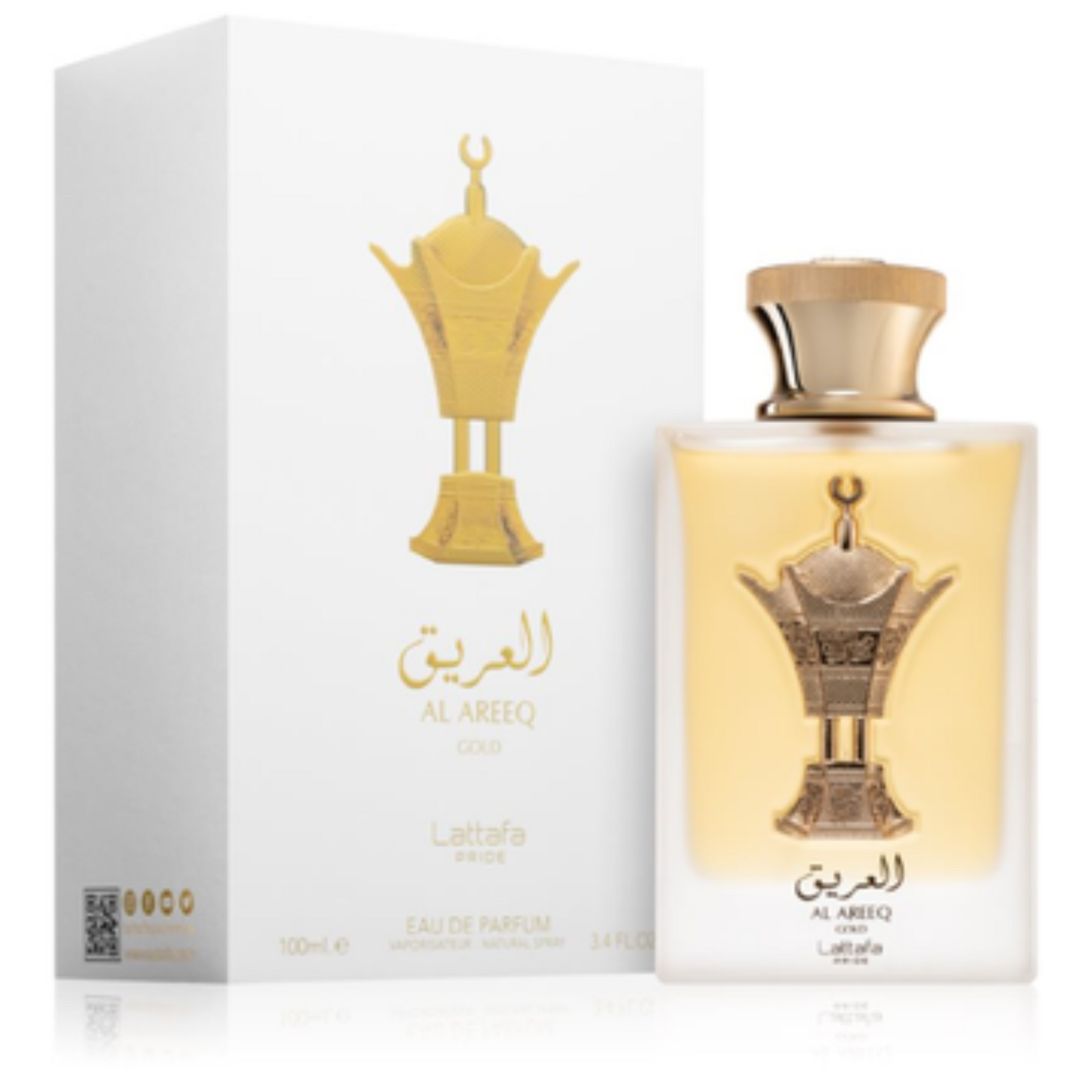 Lattafa Pride Al Areeq Gold Carton and Bottle