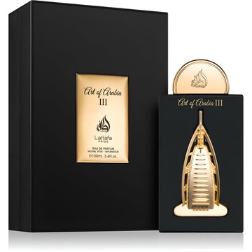 Lattafa Pride Art of Arabia III Carton and Bottle