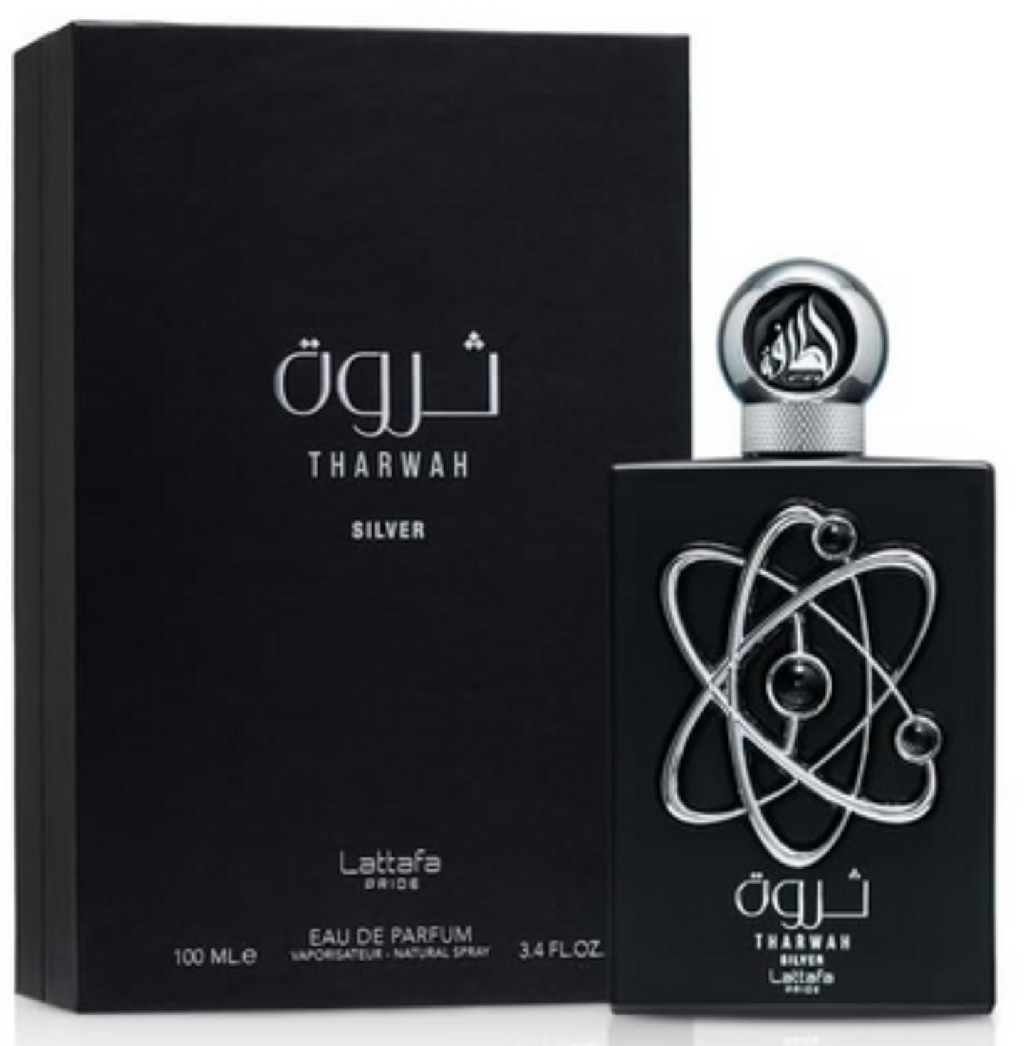 Lattafa Pride Tharwah Silver Carton and Bottle