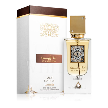 Lattafa Ana Abiyedh Leather Carton and Bottle