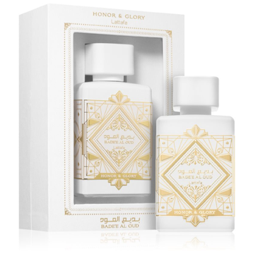 Lattafa Bade'e Al Oud Honor & Glory Carton and Bottle 